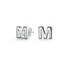Alphabet Letter M Initial Block Type Stud Earrings Sterling Silver