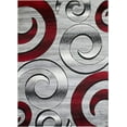 thumbnail image 2 of Swirls/Circles/Spiral Modern Abstract Contemporary Hand Carved Area Rug-Silver/Lava Red/Gray/Black, 2 of 7