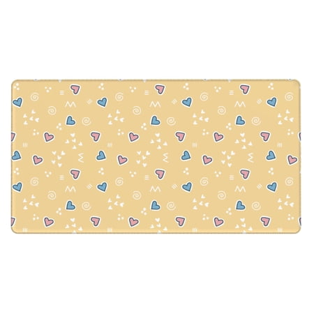 ZICANCN Gaming Mouse Pad, Hearts Yellow Doodles Large Mouse Mat Desk Pad, Keyboard Mouse Mat, 15.8x29.5 inch