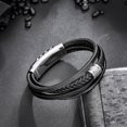 thumbnail image 6 of Mens Leather Bracelet, Adjustable Multi Strand Wristband with Stainless Steel Clasp, Fashion Cuff Bracelet for Business and Casual Wear, 6 of 10