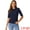 Dark Blue, variant on Women's Crew Neck Ruched Half Sleeve Basic Blouse M Dark Red