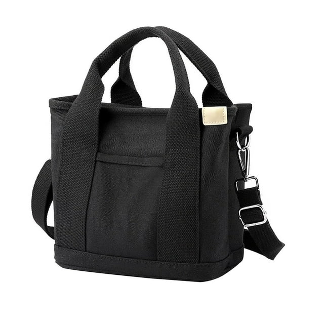 Bolso Tote Multibolsillos con Cremallera, Bolso de Lona Hecho A Mano JaponéS con Compartimentos, MultifuncióN Negro