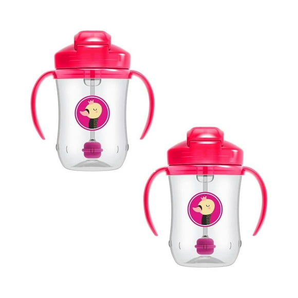 2-Pack Vasos con Popote 9oz Dr. Brown’s Rosa Straw Cup
