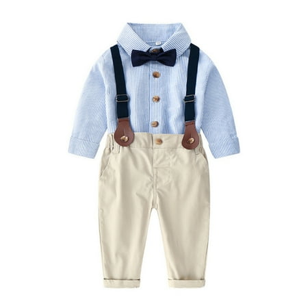 

RPVATI Toddler Baby Child Children Kids Clothes Bow Tie Long Sleeve Shirts + Suspender Pants Set 2 Pieces Fall Winter Clothes Set