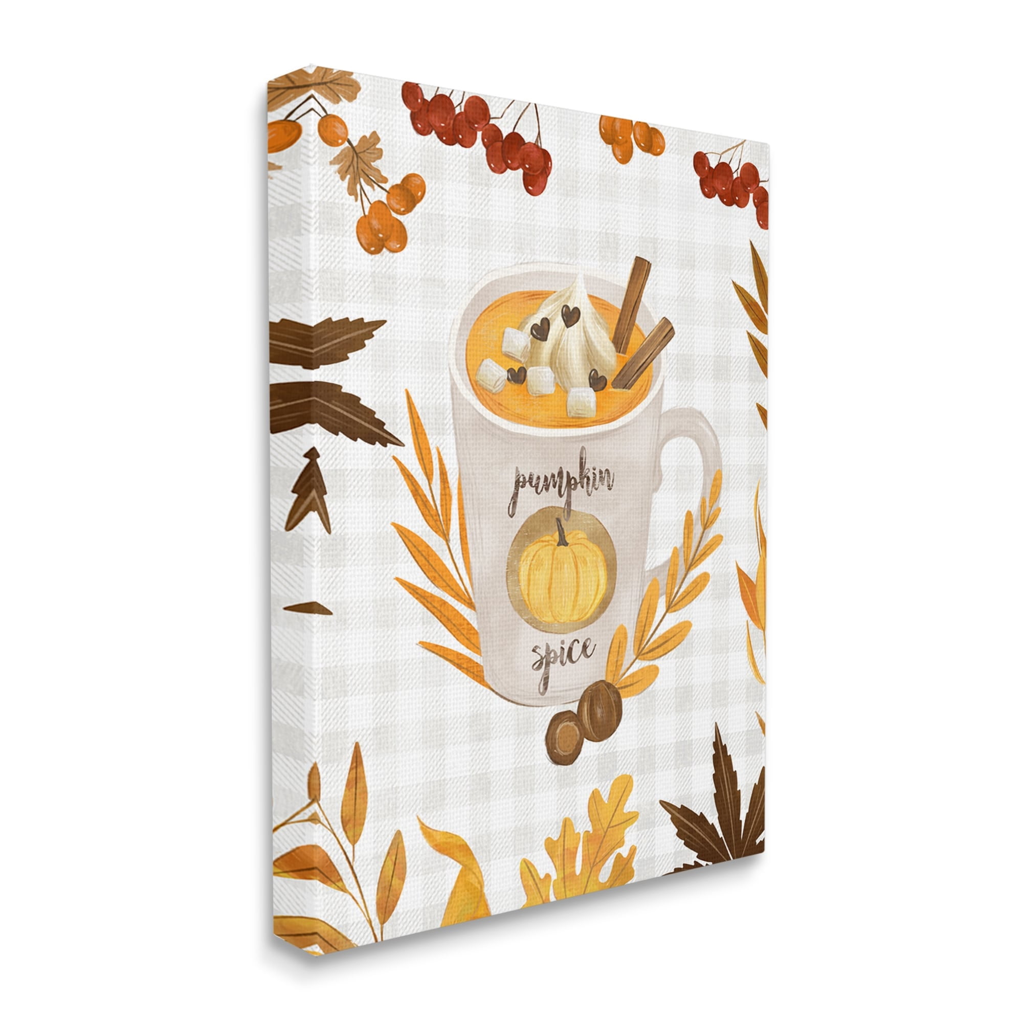 Stupell Industries Pumpkin Spice Latte Mug Autumn Tree Leaf Border, 30 x 40,Design by Ziwei Li