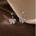 thumbnail image 4 of Solid 925 Sterling Silver Bow Half Hoop Earrings Huggie for Women Teens Bowknot Hoop Earrings Open Hoops, 4 of 7