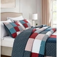 thumbnail image 3 of Chezmoi Collection 3-Piece Cotton Patchwork Quilt Set, Solid Polka Dot Striped Lightweight Reversible Bedspread Set, Queen Size, 3 of 7