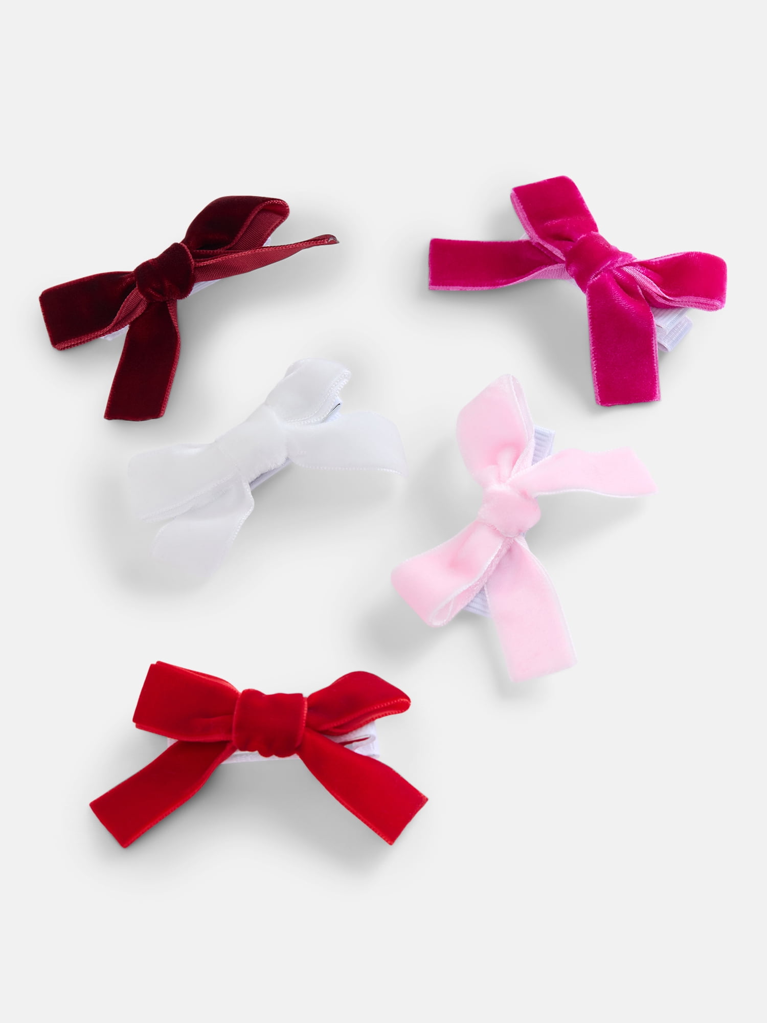 Wonder Nation Girls Medium Bow Hair Clips, 5-Piece, Red