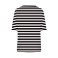 thumbnail image 5 of Penkiiy T-Shirts à Manches Courtes à Rayures pour Femmes Col Rond Décontracté Ample Chandail Tops Été Tee Shirt m Noir, 5 of 5
