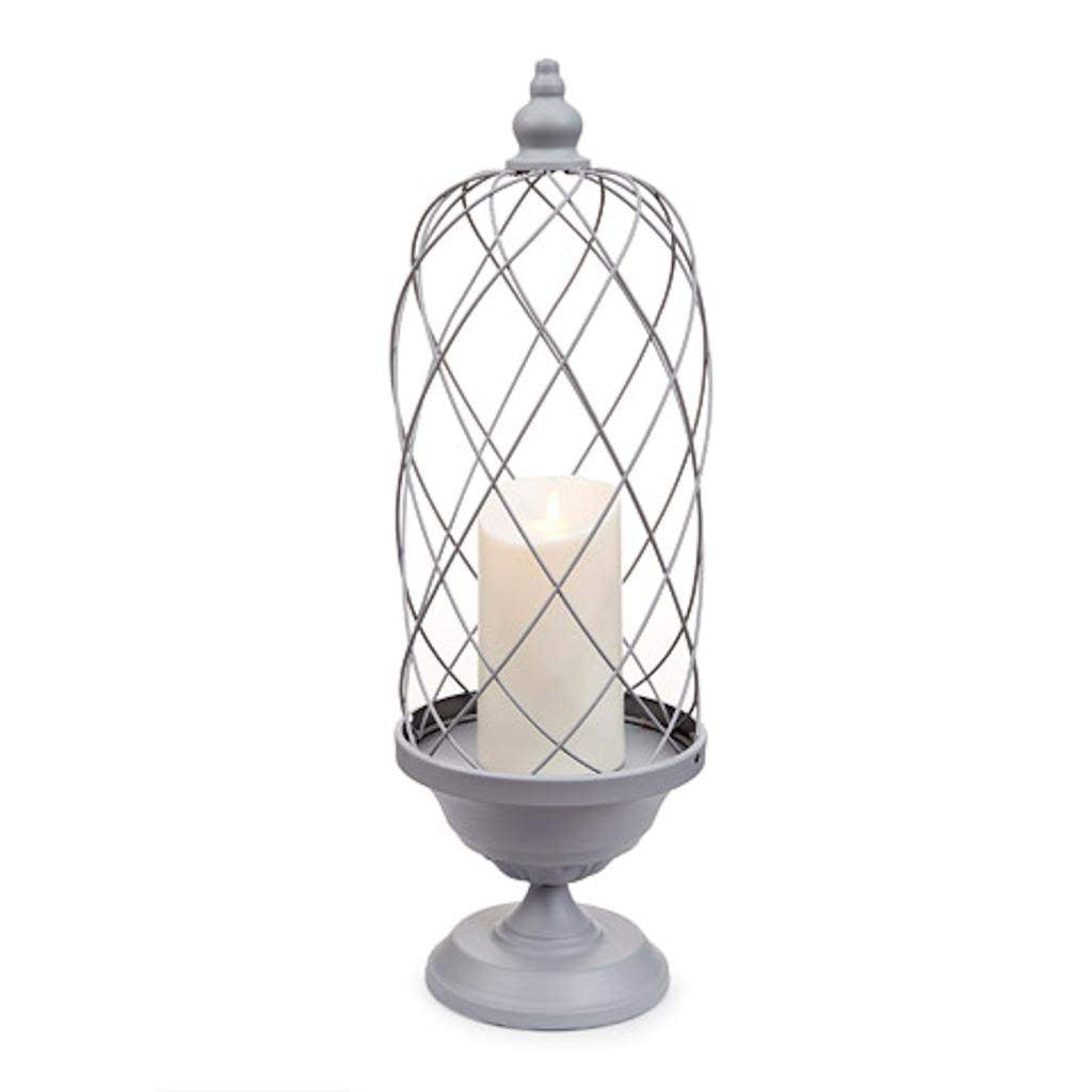 Luminara 02425 6.5" x 24" Gray Bird Cage Candle Holder Wavy Edge