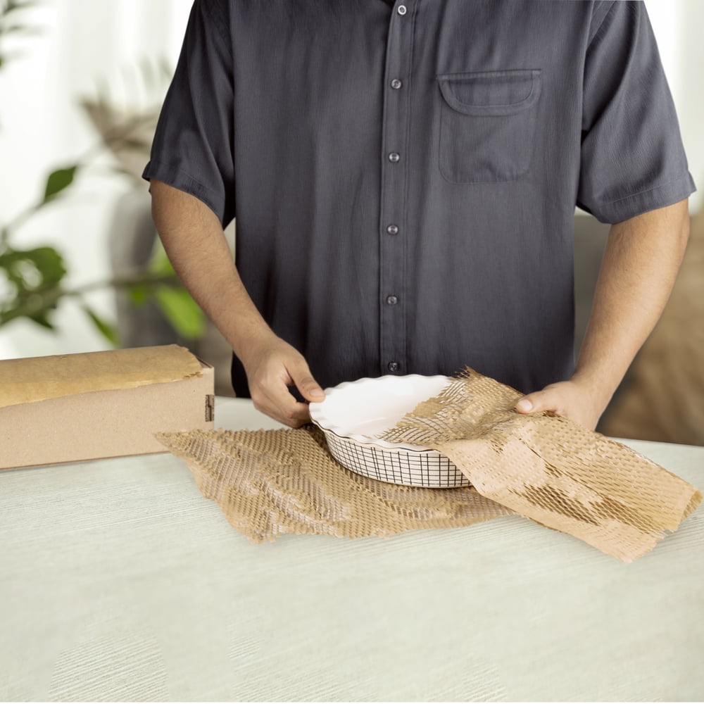 Packwise Flexible Honeycomb Cushioning Wrap,15 in.x165 ft., Dispenser Box Included, Kraft,1 Roll