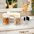 thumbnail image 4 of Yayeee 4 Pack Qtip Holder Bathroom Cotton Swab Canister with Lid Clear Dispenser Set, Wheat Ears Pattern, 4 of 6