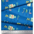 thumbnail image 3 of Soimoi Blue Modal Satin Fabric Colorful Alphabets Text Printed Craft Fabric by the Yard 42 Inch Wide, 3 of 3