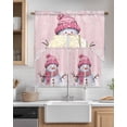 thumbnail image 2 of Pink Snowman Christmas Kitchen Curtain and Valance Set 3 Pieces, Rod Pocket Short Tier Curtains 36 Inch Length, Xmas Winter Snowflake Swag Topper Small Window Treatment for Cafe Bathroom Bedroom, 2 of 6