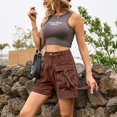thumbnail image 6 of Cargo Denim Shorts for Women High Waisted Relaxed Fit Jorts Casual Trendy Summer Hot Pants with Pockets, 6 of 7