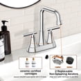 thumbnail image 5 of KINGTACK Bathroom Sink Faucet, 4 inch Chrome Bathroom Faucets with Pop-up Drain and Supply Lines, Stainless Steel 2-Handle Centerset Faucet for Bathroom Faucet 3 Hole, 5 of 10