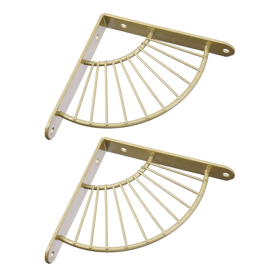 Luxshiny 2Pcs Wall Mounted Bathroom Corner Rack Golden Metal Shelf with Screw for Shower Storage