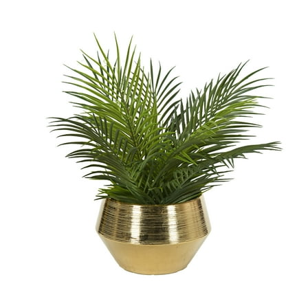 D&W Silks Palm Branches in Gold Ceramic Pot