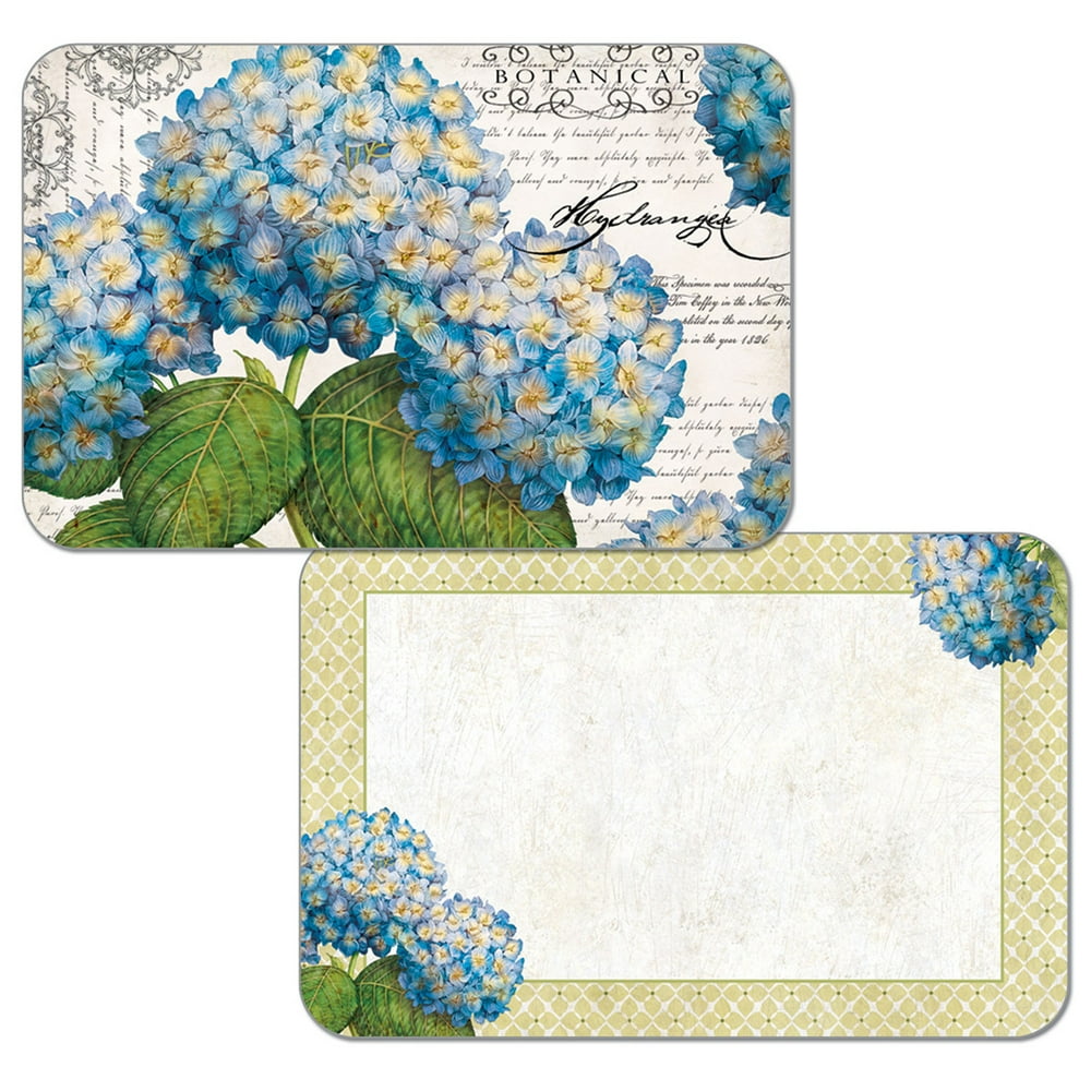 WipeClean Reversible Decofoam Placemats, Botanical Hydrangea, Set of 2