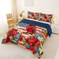 thumbnail image 2 of Manfei Cardinal Bird Blossoms Full Size Comforter Sets,American Flag Bedding Comforter Set,Red Green,Navy Blue Reversible,3pcs,1 Comforter and 2 Pillowcases, 2 of 7