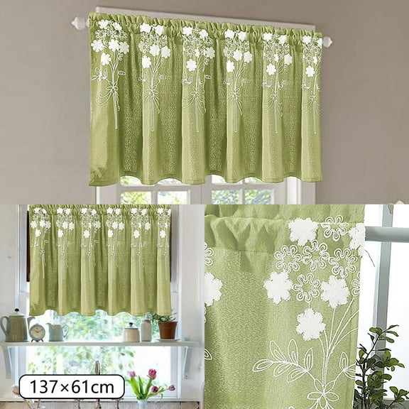 Clearance! Curtain Under $10 Floral Curtains Kitchen Coffee Curtains Bedroom Rod Curtains Lace Short Curtains Lace Curtains 54 X 24 Inch 1 Panels