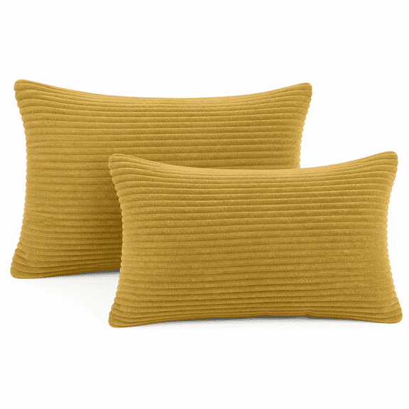 Florenta Soft Corduroy Striped Velvet Throw Pillow Set 2-Pack 12"