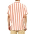 thumbnail image 3 of INSPIRE CHIC Mens Stripe Shirt Short Sleeved Color Block Button Down Beach Shirt L Pink, 3 of 7
