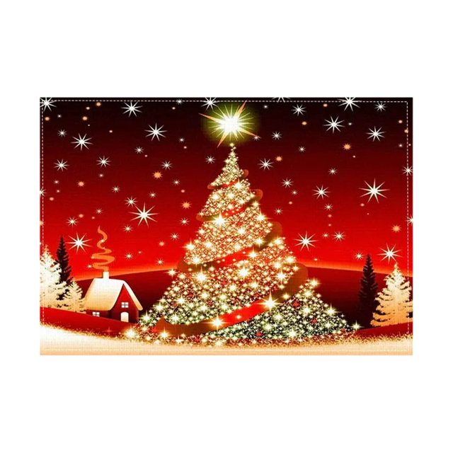 F Set Of 4 Christmas Placemats, 45X30Cm Festive Design For Dinner Table, Durable And Easy To Clean For Family Gatherings