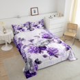 thumbnail image 4 of Chic Floral King Comforter Set Women Hydrangea Flower Bedding Set King,Purple Ombre Bedding Comforter Sets Gradient Oil Painting Duvet Set,Vintage Watercolor Quilted Comforter, 4 of 7