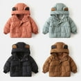 thumbnail image 4 of GYRATEDREAM Baby Boys Girls Winter Padded Jacket Toddler Hooded Bear Ears Long Sleeve Zipper Down Jacket Kids Warm Thicken Puffer Outerwear Black for 2-8 Years, 4 of 4