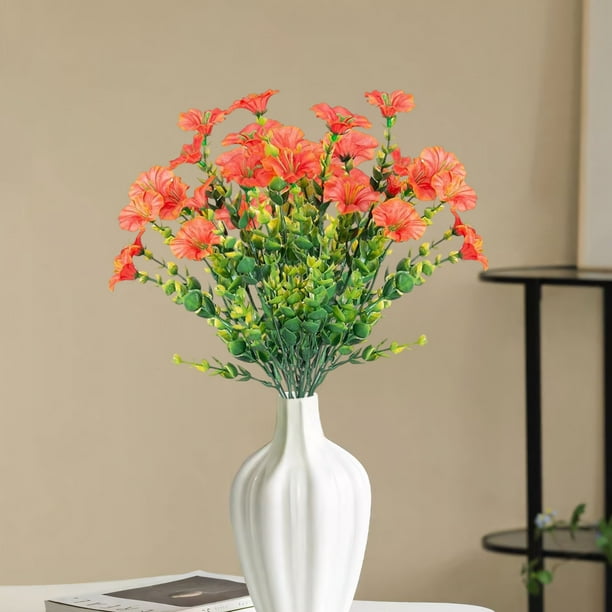 Flores artificiales, flores falsas, flores artificiales, juego de regalo para mujer, flores simuladas, hierba acuática, hierba primaveral de plástico, acabado violeta, seda impresa, pequeña flor artif
