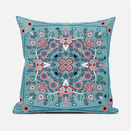 

Amrita Sen Designs CAPL864FSDS-ZP-18x18 18 x 18 in. Paisley Leaf Geo Duo Suede Zippered Pillow with Insert - Muted Blue & Red