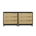 thumbnail image 4 of Rope Woven 3-Drawer Storage Cabinet Set of 2 - Space-Saving Modular Bedroom & Living Room Organizer with Ventilated Drawers, Durable Wood Legs, Black, 4 of 9