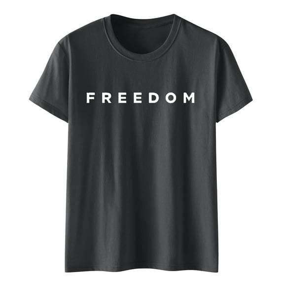 Freedom Printed Casual T-Shirt for Man Women, Dark Gray, XXL