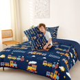 thumbnail image 4 of Castle Fairy Cartoon Train Queen Comforter Set 3pcs for Boys, Cloud Star Art Bedding Comforter Set for Bedroom, Navy Yellow,Navy Blue Reversible, 4 of 6