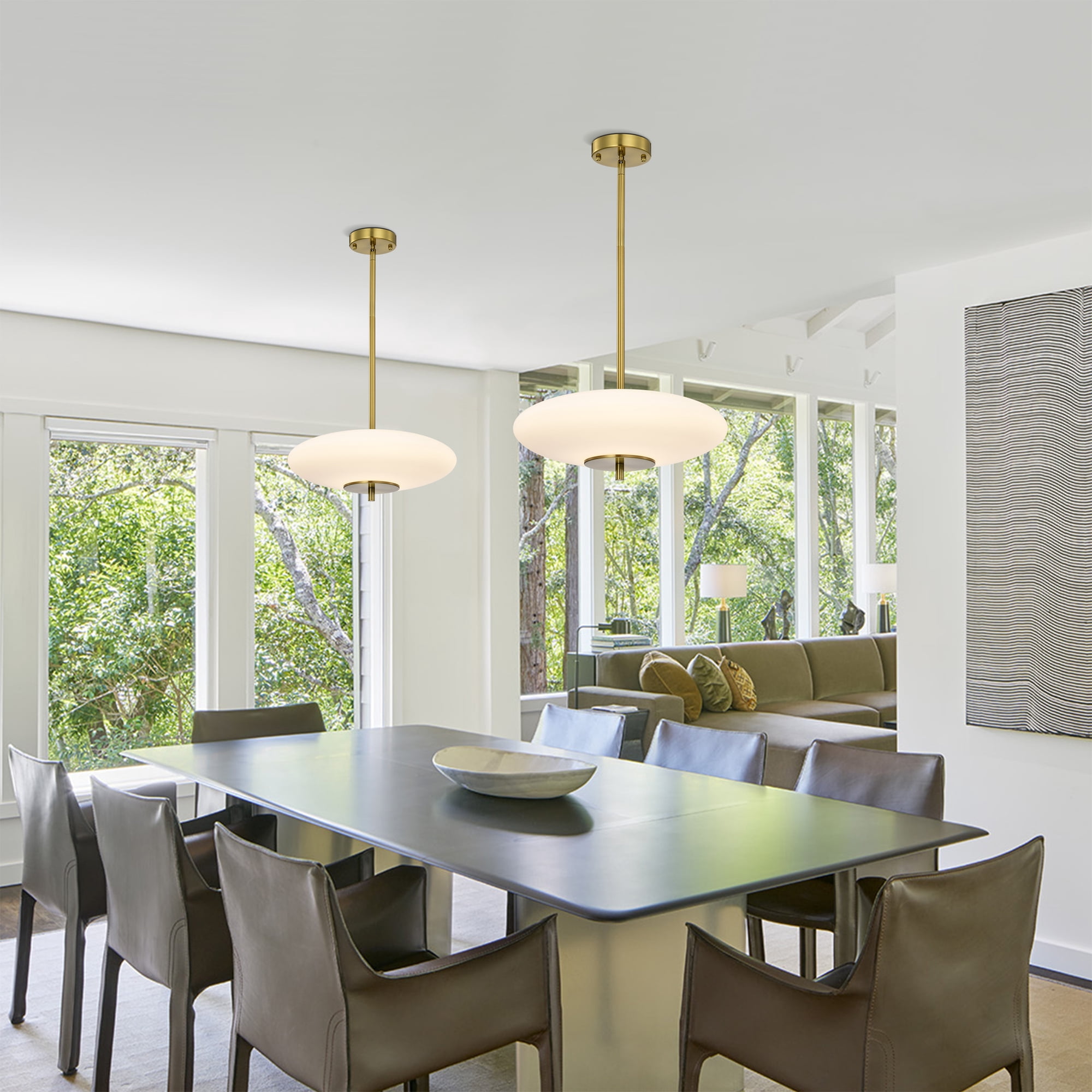 Caio 15.7 in. 1-Light Indoor Brass Finish Pendant Light