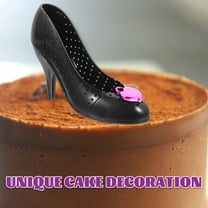 MLINS Black High Heel Cake Decorations Plastic Material for Wedding Birthday Party 2pcs