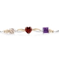 thumbnail image 2 of Gem Stone King Keren Hanan 2.05 Ct Round Peach Morganite Red Garnet 925 Silver and 10K Yellow Gold Lab Grown Diamond Bracelet for Women, 2 of 5