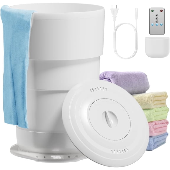 Foldable Towel Warmer for Bathroom, Large Towel Warmer Bucket,  Shut Off, Time Setting and Ambient Lighting, Fits Up to Two 40"X70"  Towels, Bathrobes, Blankets