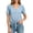 Blue, variant on ClodeEU Women's V Neck Button Short Sleeve Top, Front Self Tie Knot Waist Solid Casual Blouse Army Green,Women's Plus L