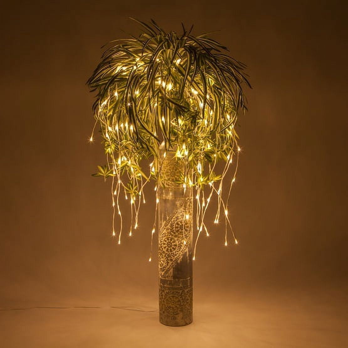 Wintergreen Lighting Falling Lighted Willow Branches, White Branches, 48in, Warm White LEDs, Steady Lights, Shapeable, Plug-In