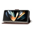 thumbnail image 4 of Allytech Wallet Case for Samsung Galaxy Z Fold 3, PU Leater Flower Embossed Shoulder Strap Hand Wrist Stand Shockproof Flip Cover for Samsung Galaxy Z Fold 3 - Brown, 4 of 11
