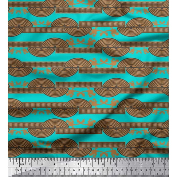 Soimoi Green Cotton Voile Fabric Art Nouveau Elements Art & Craft Decor Fabric Printed Yard 42 Inch Wide