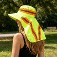 thumbnail image 4 of High Visibility Reflective Work Safety Sun Hat with Neck Flap, Wide Brim UV Protection Hat With Top Vents, Breathable Cooling Mesh for Summer Heat, 4 of 6