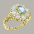 thumbnail image 2 of LBG British Made Solid 14k Yellow Gold Natural Aquamarine & Opal Womens Anniversary Ring - 33 size options - Size 12, 2 of 8