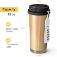 thumbnail image 4 of 18oz Travel Coffee Mug, 316 Stainless Steel Vacuum Insulated Tumbler with 2-in-1 Straw Lid & Strap, Wood Print, 4 of 6
