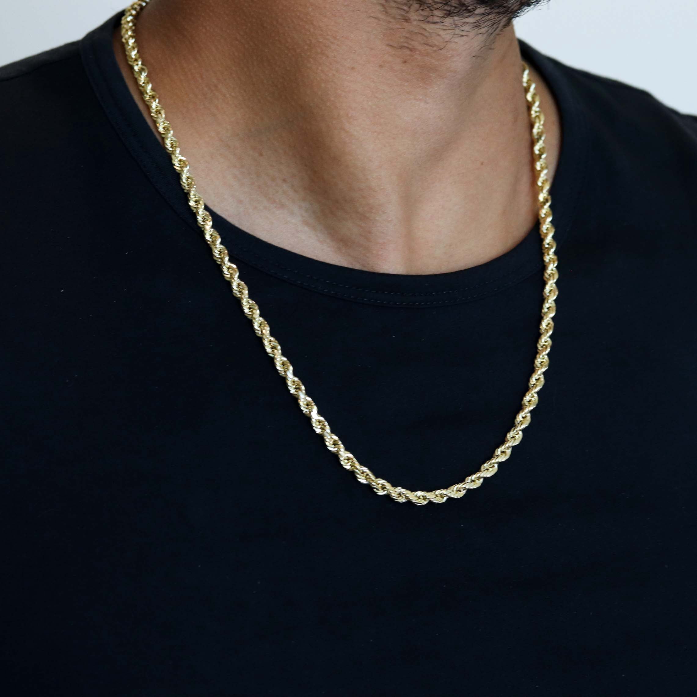 14K Solid Gold Rope Chain Necklace 5mm 16" - 24"