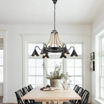 Steel and Ropes 6 Light Chandelier // Black