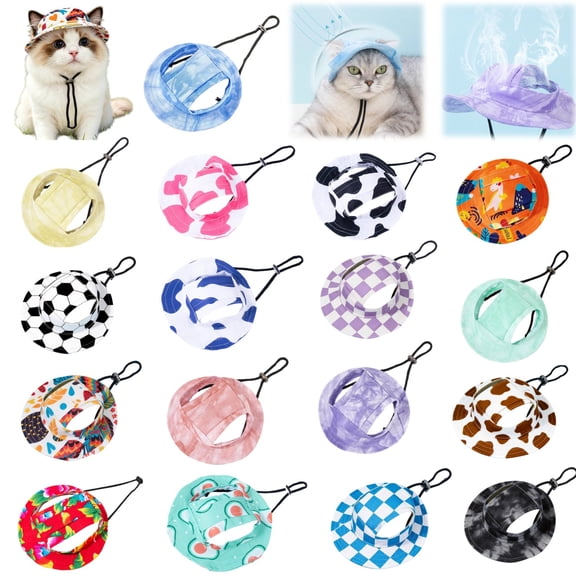 Round Brim Princess Hat Visor Hat Pet Dog Sun Hat with Ear Holes for Dog and Cat, Cute Pet Hat Trucker Hat with Ear Holes, Sun-Safe & Comfortable Pet Headwear for Pets M