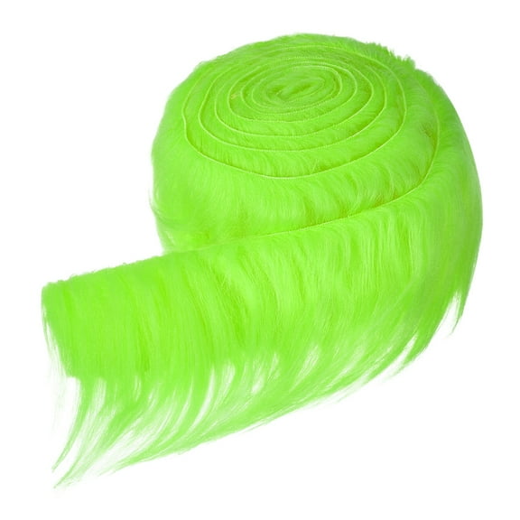 Uxcell Faux Fur Fabric, 60 x 2 Inch Plush Faux Fur, Fluffy Fuzzy Fabric Precut Strips for Crafts Beard Hair, Fluorescent Green